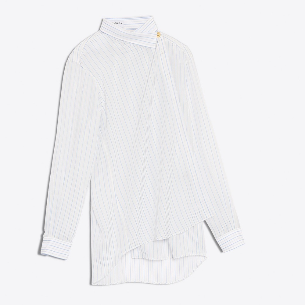 balenciaga white baby blue pulled shirt - Picture 3 of 10